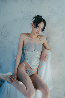 Lace-Up Corset / Blue Gray - Veiled in Liminal -