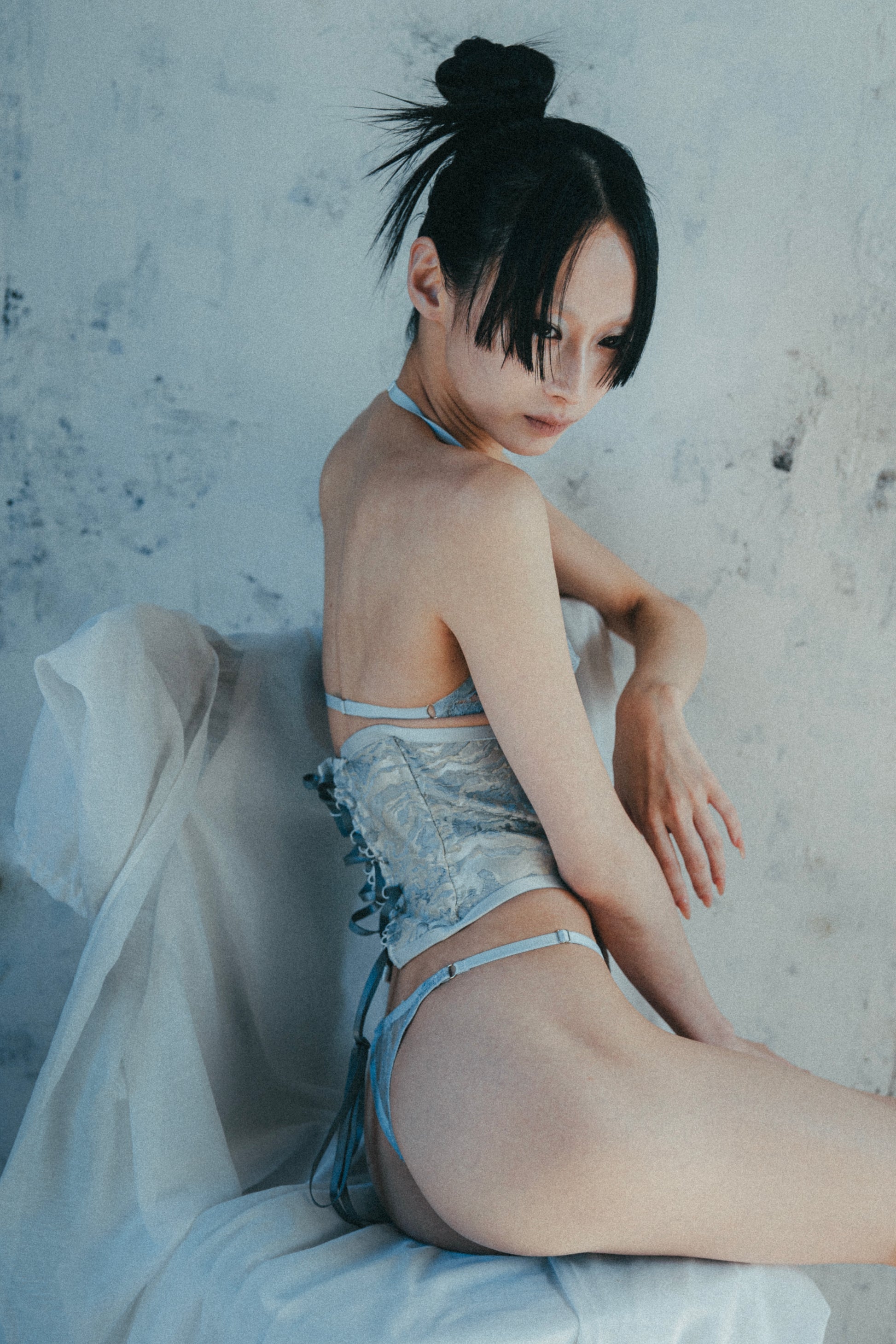 Lace-Up Corset / Blue Gray - Veiled in Liminal -